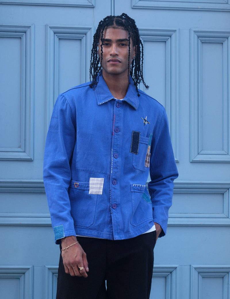 Bhode Chore Jacket (Patchwork) - Bugatti Blue