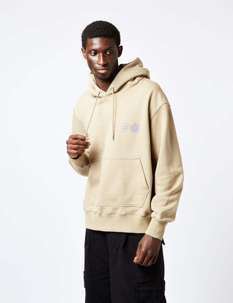 Purple Mountain Observatory Core Logo Hooded Sweatshirt - Dune Khaki