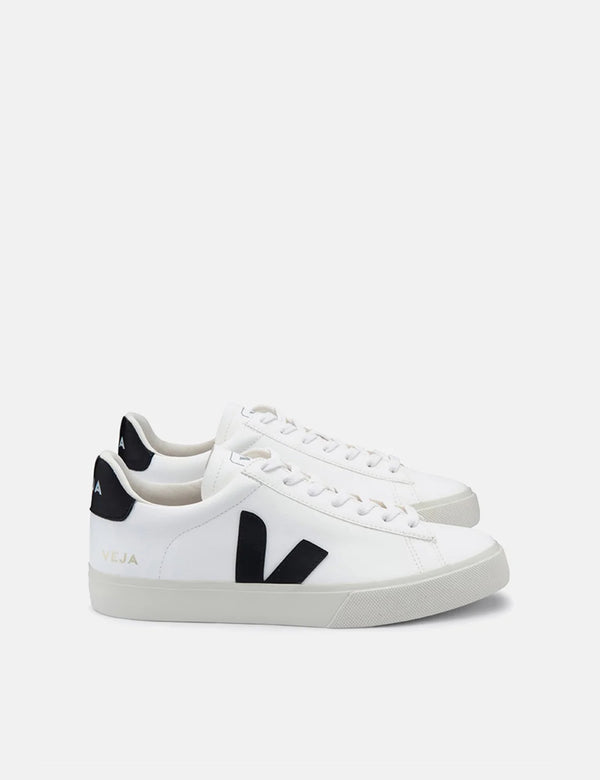 Baskets Veja Campo (Cuir Sans Chrome) - Blanc/Noir