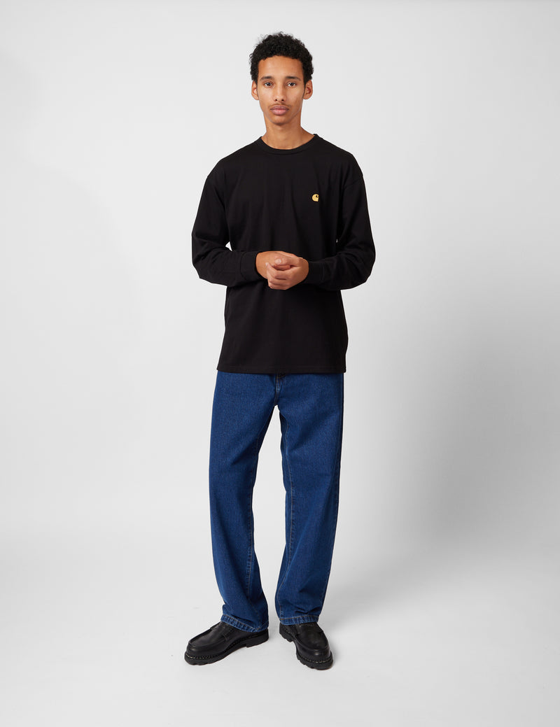 Carhartt-WIP Chase Long Sleeve T-Shirt - Black/Gold