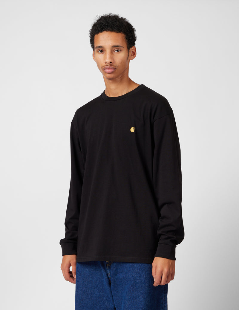 Carhartt-WIP Chase Long Sleeve T-Shirt - Black/Gold