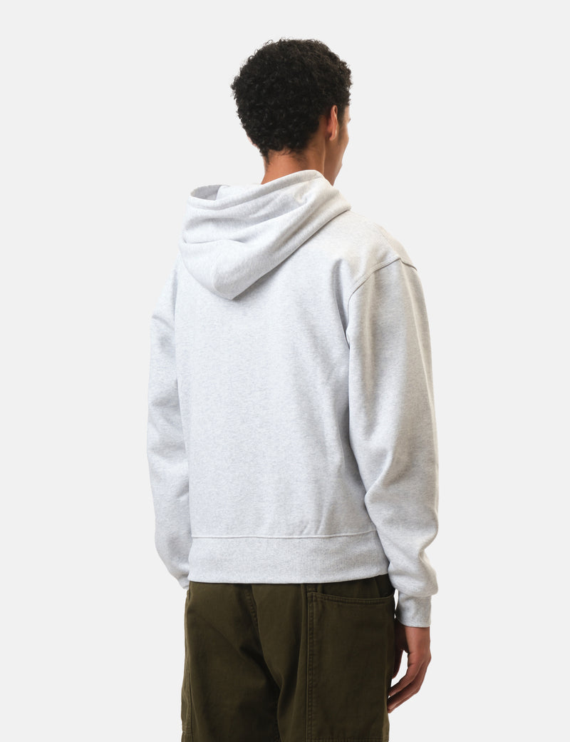 Gramicci One Point Zip Hooded Sweatshirt - Heather Ash Grey