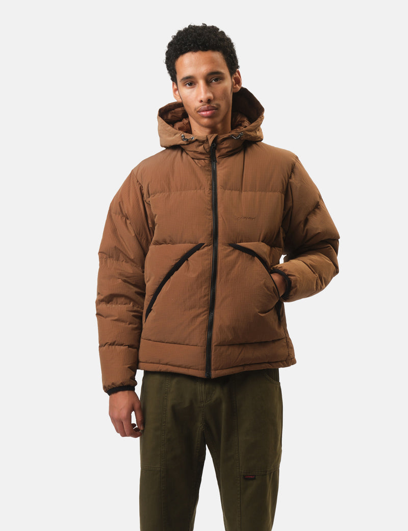 Gramicci Down Puffer Hooded Jacket - Brown
