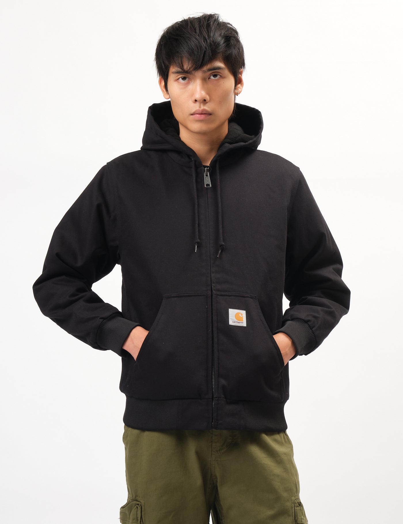 Carhartt WIP Active Jacket Black Rinsed Dearborn Canvas