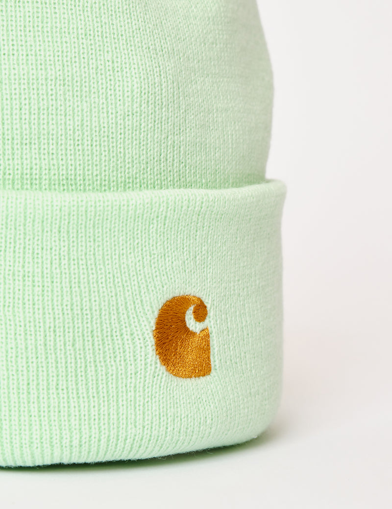 Carhartt-WIP Chase Beanie Hat - Pale Spearmint/Gold