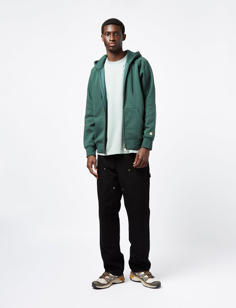 Carhartt-WIP Chase Hooded Zip Sweatshirt - Discovery Green