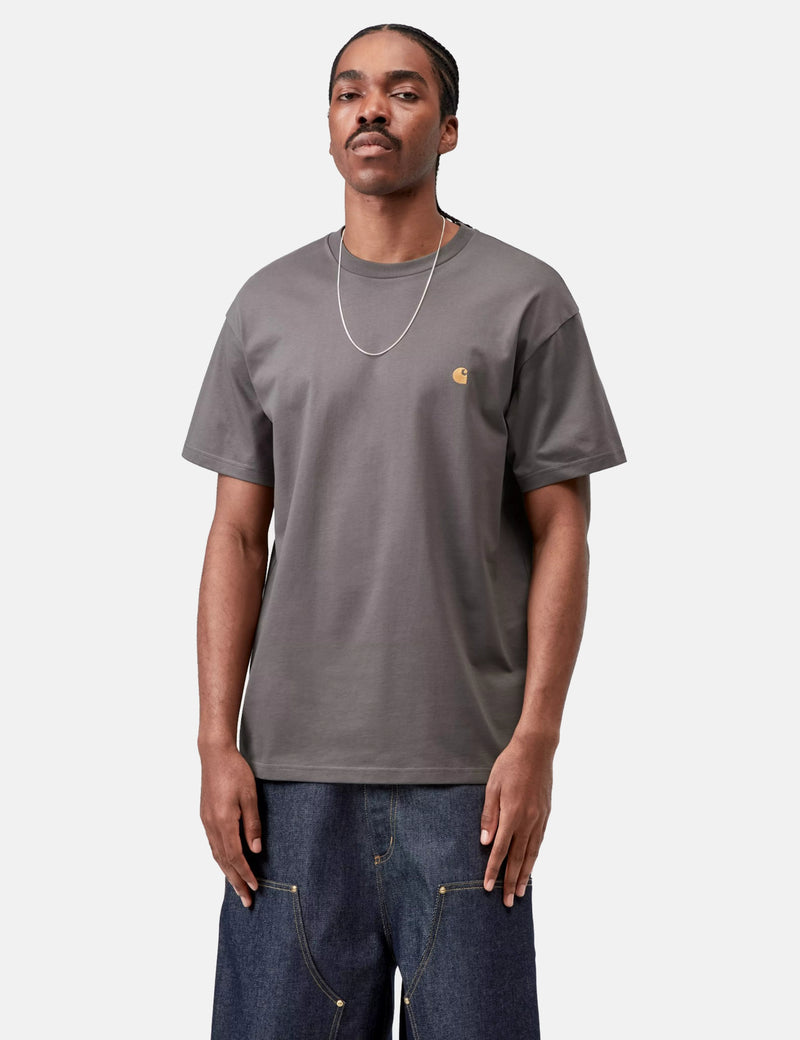 Carhartt WIP Chase T-Shirt - Porphyry Grey/Gold