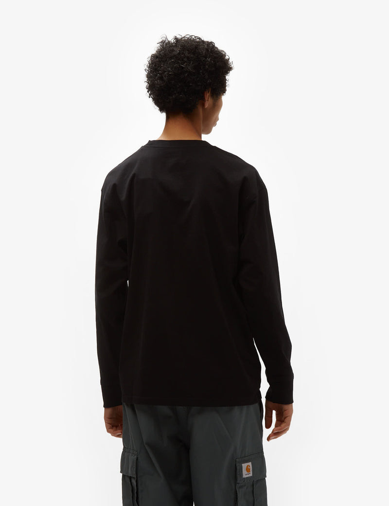 Carhartt-WIP 아메리칸 스크립트 긴팔 티셔츠 - 블랙