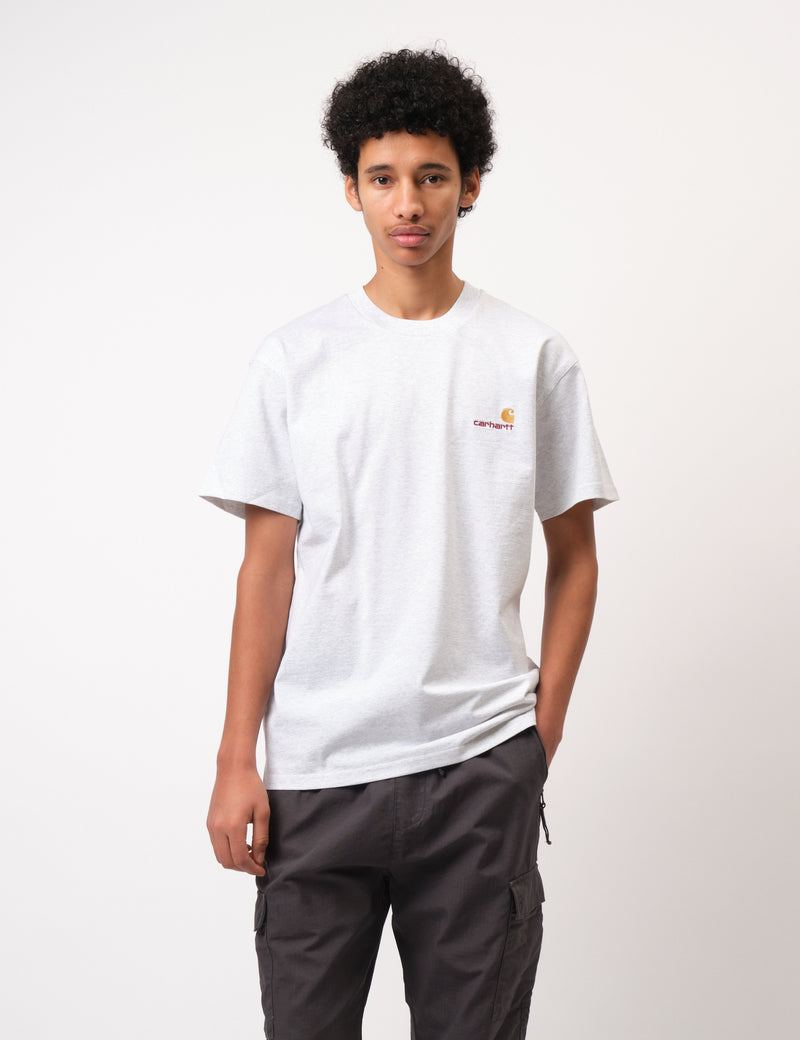 T-Shirt Carhartt-WIP American Script - Ash Heather Grey