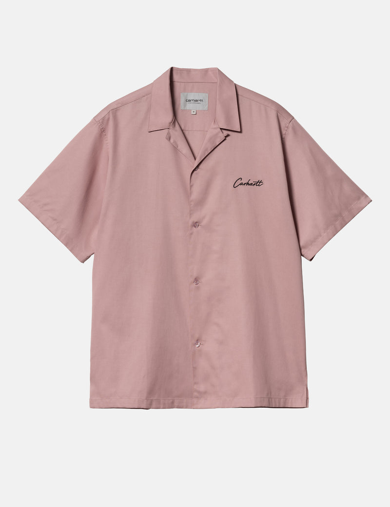 Carhartt-WIP Short Sleeve Delray Shirt - Glassy Pink/Black