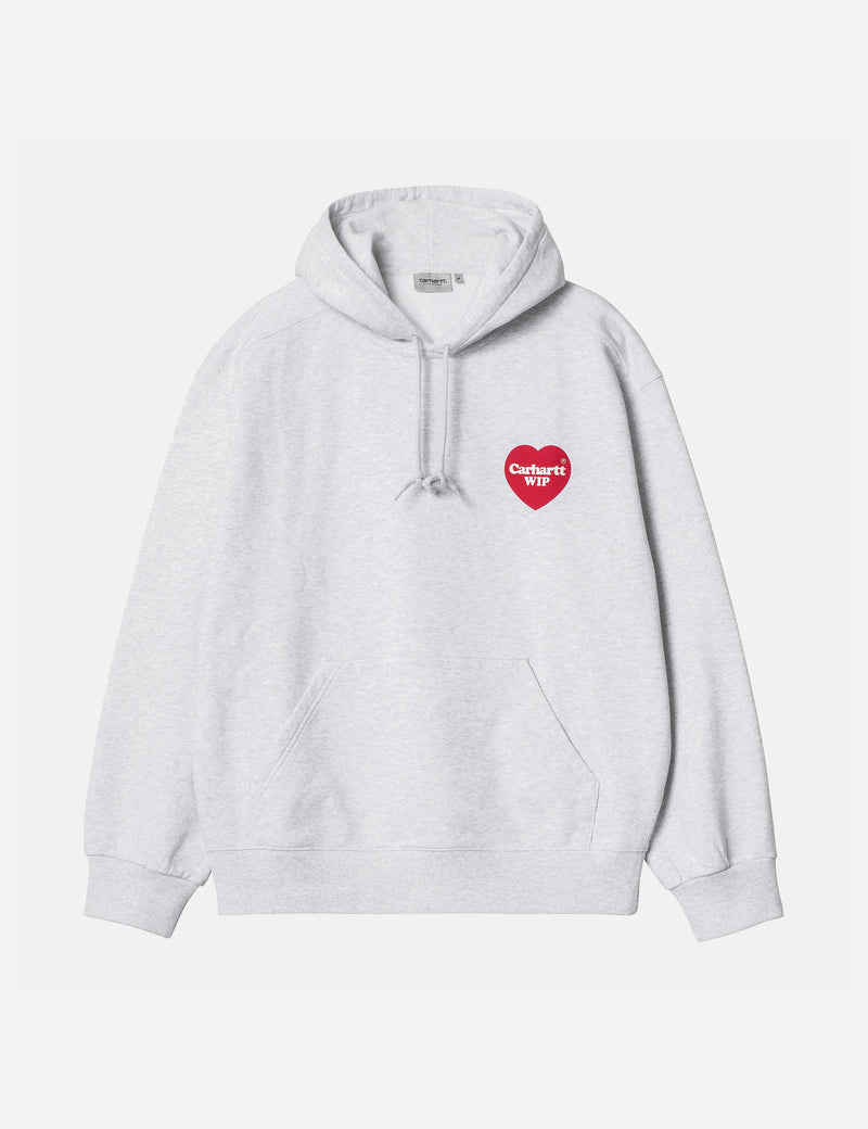 Carhartt-WIP Heart Patch Hooded Sweatshirt - Ash Heather Grey