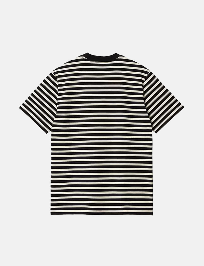 Carhartt-WIP Seidler Pocket T-Shirt (Seidler Stripe) - Salt Grey/Black
