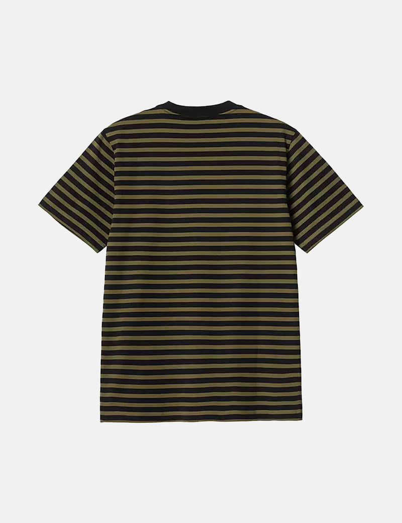 Carhartt-WIP Seidler Pocket T-Shirt (Seidler Stripe) - Highland Green/Black