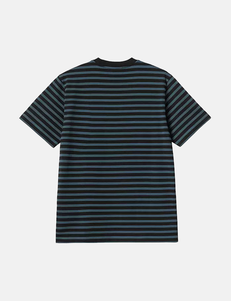 Carhartt-WIP Seidler Pocket T-Shirt (Seidler Stripe) - Squid Dark Blue/Black