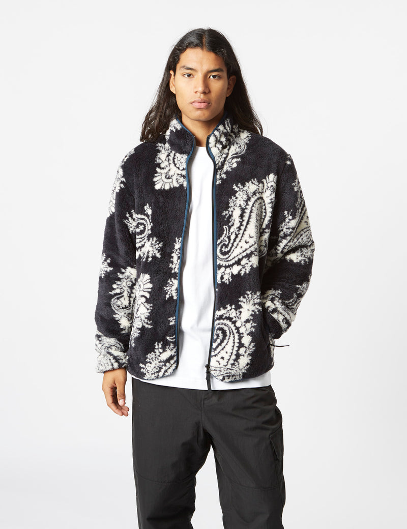 Carhartt-WIP Jebson Fleece Jacket (Paisley Big Print) - Black/Squid Dark Blue