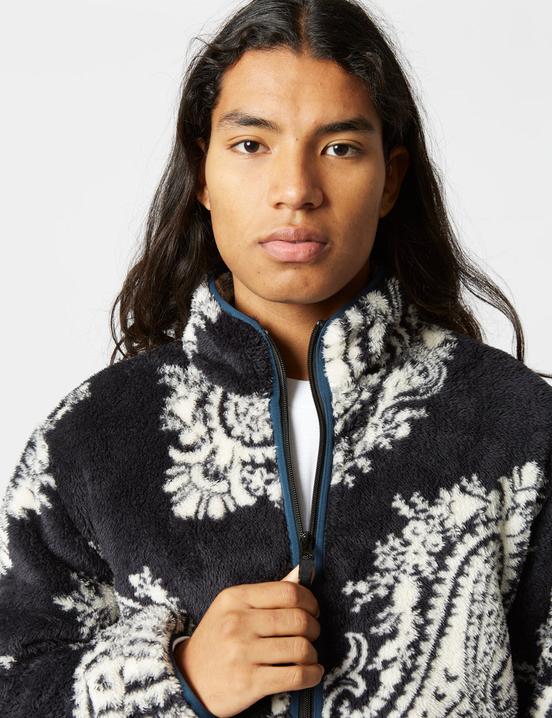 Carhartt-WIP Jebson Fleece Jacket (Paisley Big Print) - Black/Squid Dark Blue