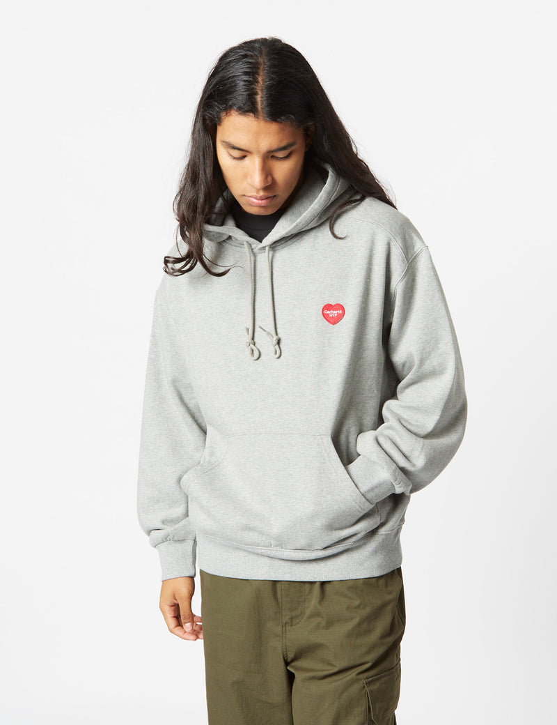 Carhartt-WIP Heart Patch Hooded Sweatshirt - Grey Heather