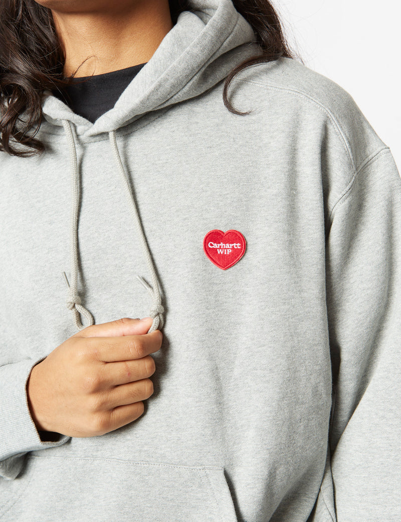 Carhartt-WIP Heart Patch Hooded Sweatshirt - Grey Heather