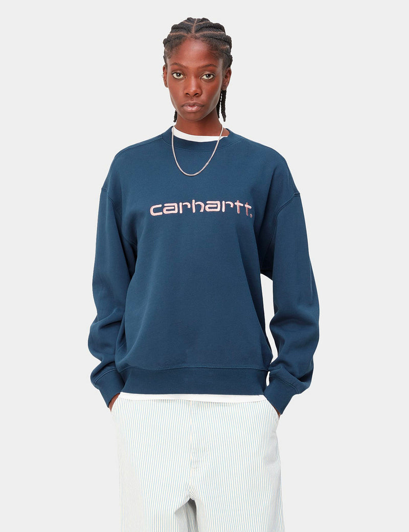 Carhartt-WIP Womens Carhartt Sweatshirt - Squid Blue/Glassy Pink