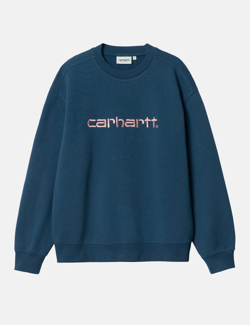 Carhartt-WIP Womens Carhartt Sweatshirt - Squid Blue/Glassy Pink