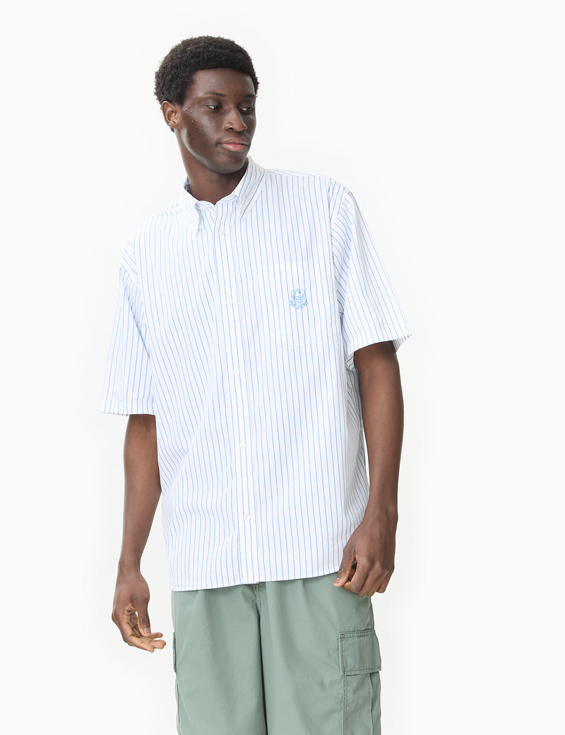 Carhartt-WIP Short Sleeve Linus Stripe Shirt - Bleach Blue