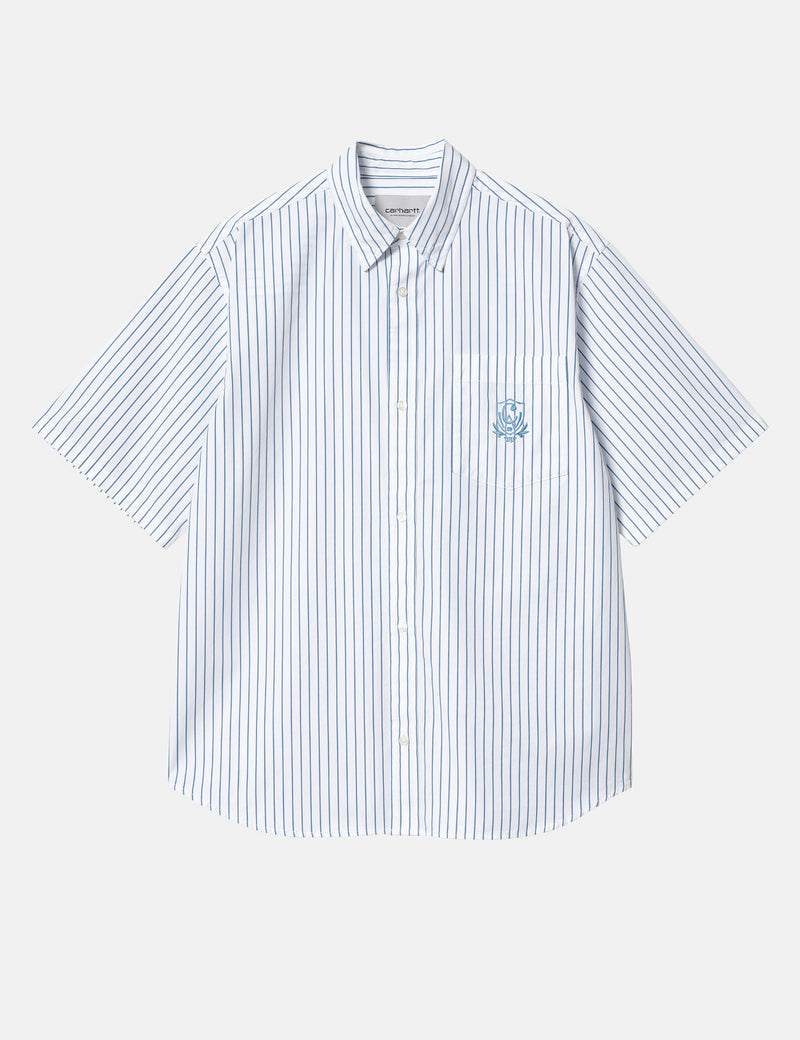 Carhartt-WIP Short Sleeve Linus Stripe Shirt - Bleach Blue