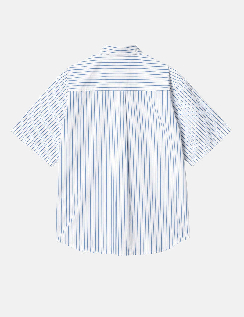 Carhartt-WIP Short Sleeve Linus Stripe Shirt - Bleach Blue