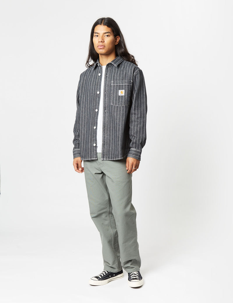 Carhartt-WIP Orlean Stripe Over Shirt (100% Cotton Poplin) - Black