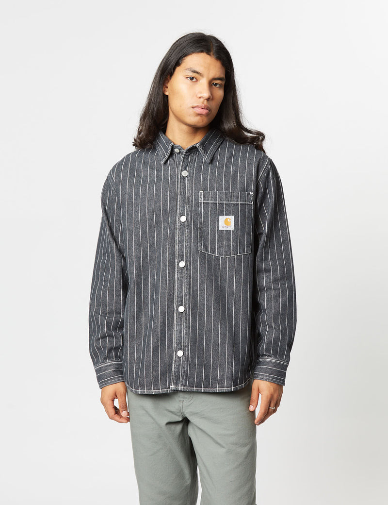 Carhartt-WIP Orlean Stripe Over Shirt (100% Cotton Poplin) - Black