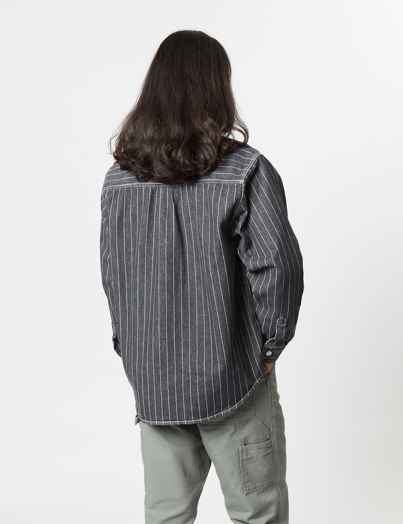 Carhartt-WIP Orlean Stripe Over Shirt (100% Cotton Poplin) - Black