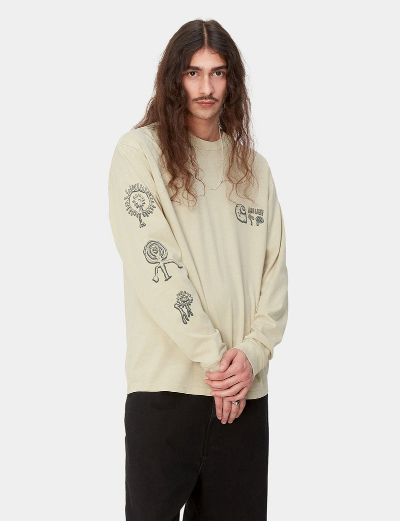 Carhartt-WIP L/S Mimetolith T-Shirt (Loose) - Beryl Biege/Flint