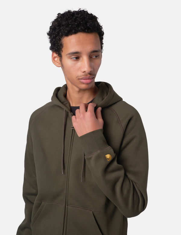 Carhartt WIP Hooded Chase Jacket - Olive Green/Gold