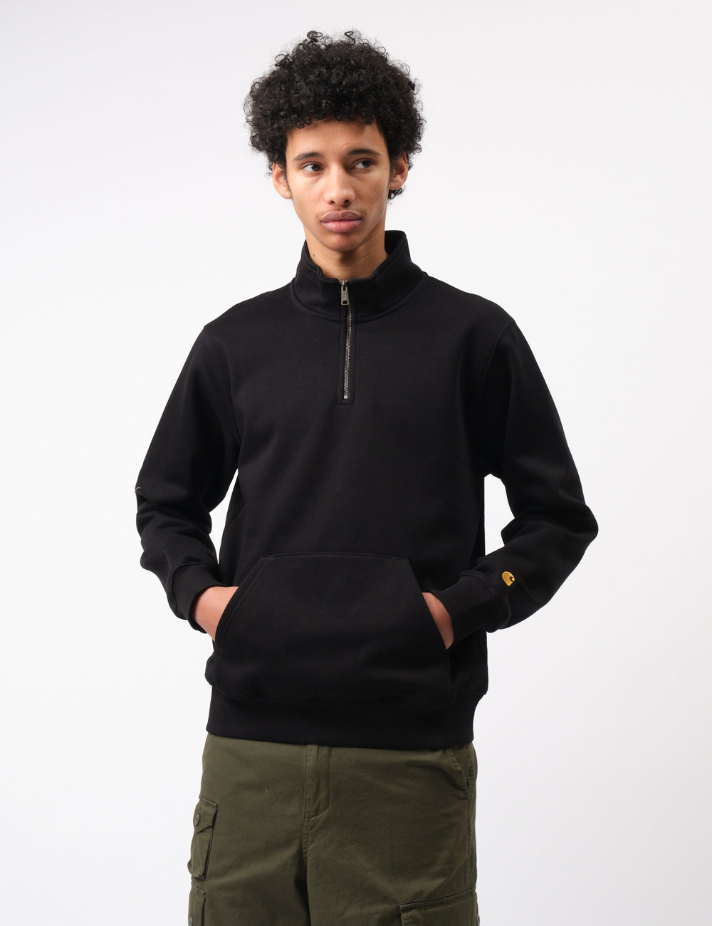 Carhartt WIP Chase Neck Zip Sweatshirt (Regular) Black | Urban
