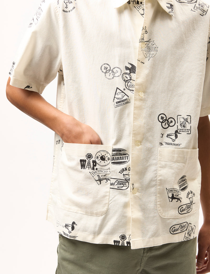 Carhartt WIP Stamp Print Shirt Sleeve Shirt - Wax