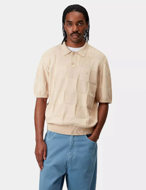 Carhartt WIP Checker Polo Shirt - Fleur De Sel Beige
