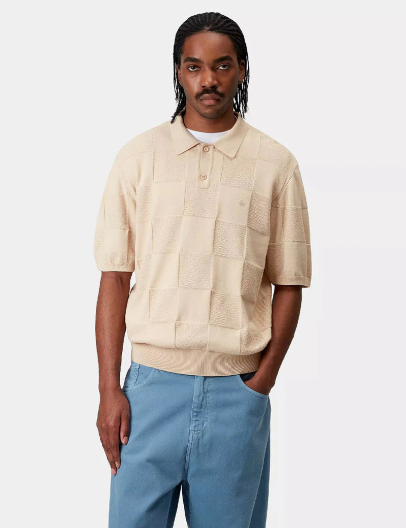 Carhartt WIP Checker Polo Shirt - Fleur De Sel Beige