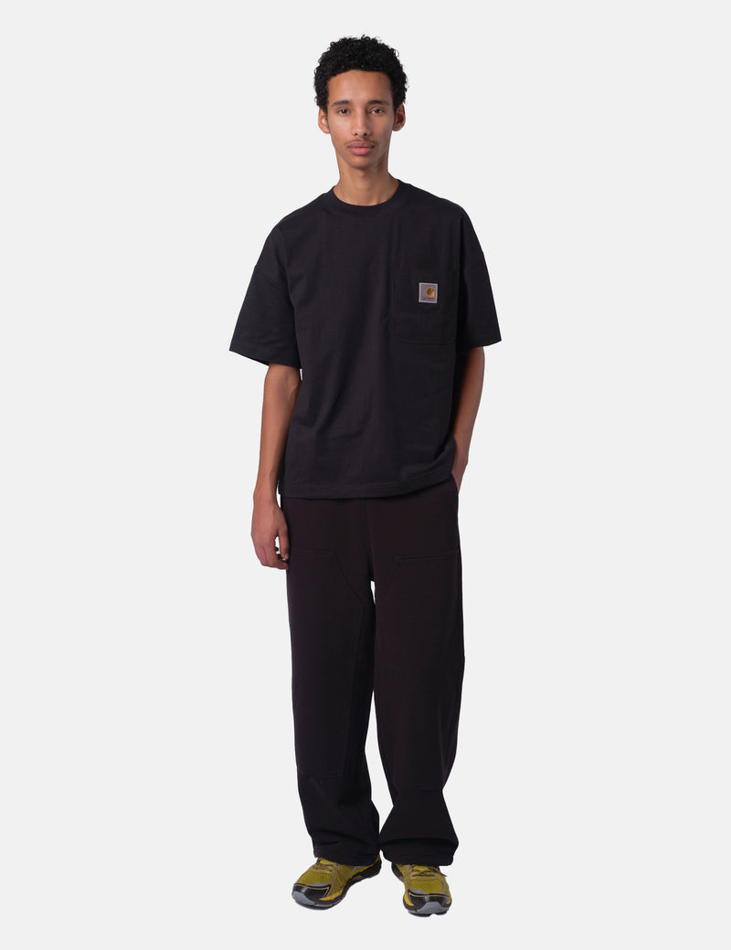 Carhartt WIP Double Knee Sweat Pant - Black Stone Washed