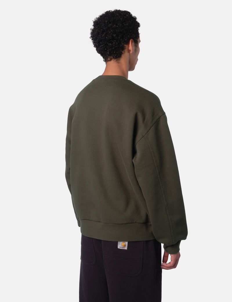 Carhartt WIP Detroit Sweatshirt - Olive Stone Washed