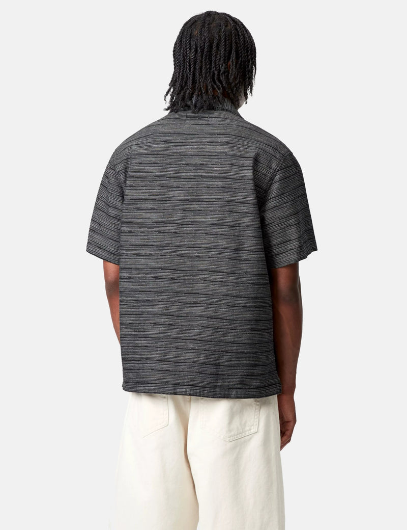 Carhartt WIP Short Sleeve Gellar Stripe Shirt - Black Rinsed
