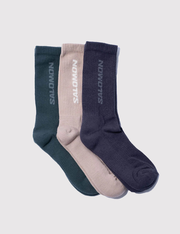 Salomon Everyday Crew Socks (3-Pack) - Etherea/Nine Iron/North Atlantic