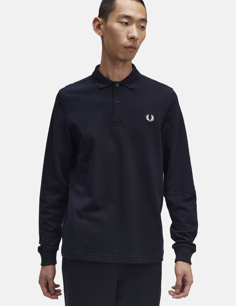 Fred Perry Long Sleeve Polo Shirt - Navy Blue
