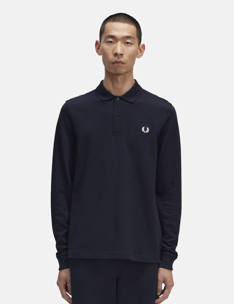 Fred Perry Long Sleeve Polo Shirt - Navy Blue