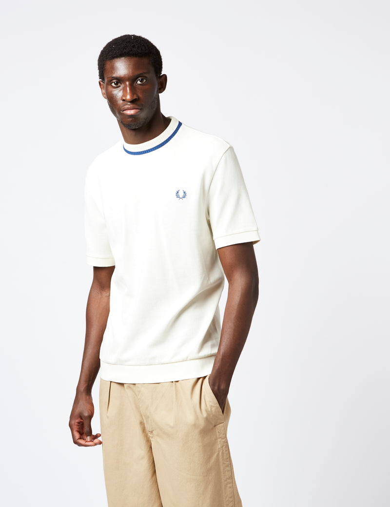 Fred Perry Crew Neck Pique T-Shirt - Ecru