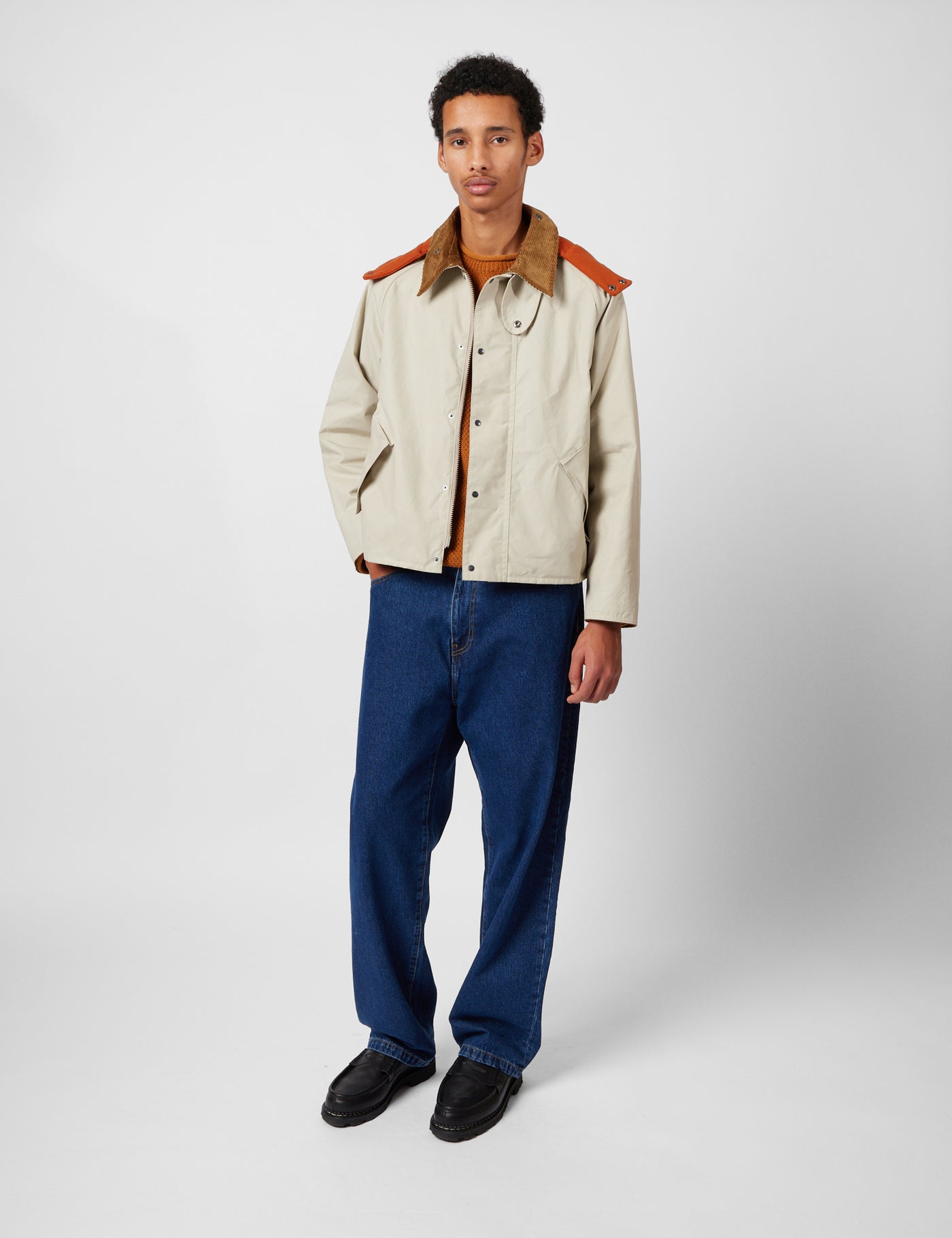 kaptain sunshine BD SHORT SLEEVE SHIRTS 36 半袖オックスシャツ キャプテンサンシャイン  Kaptain Sunshine Short Sleeve Open Collar Shirt in beige stripe