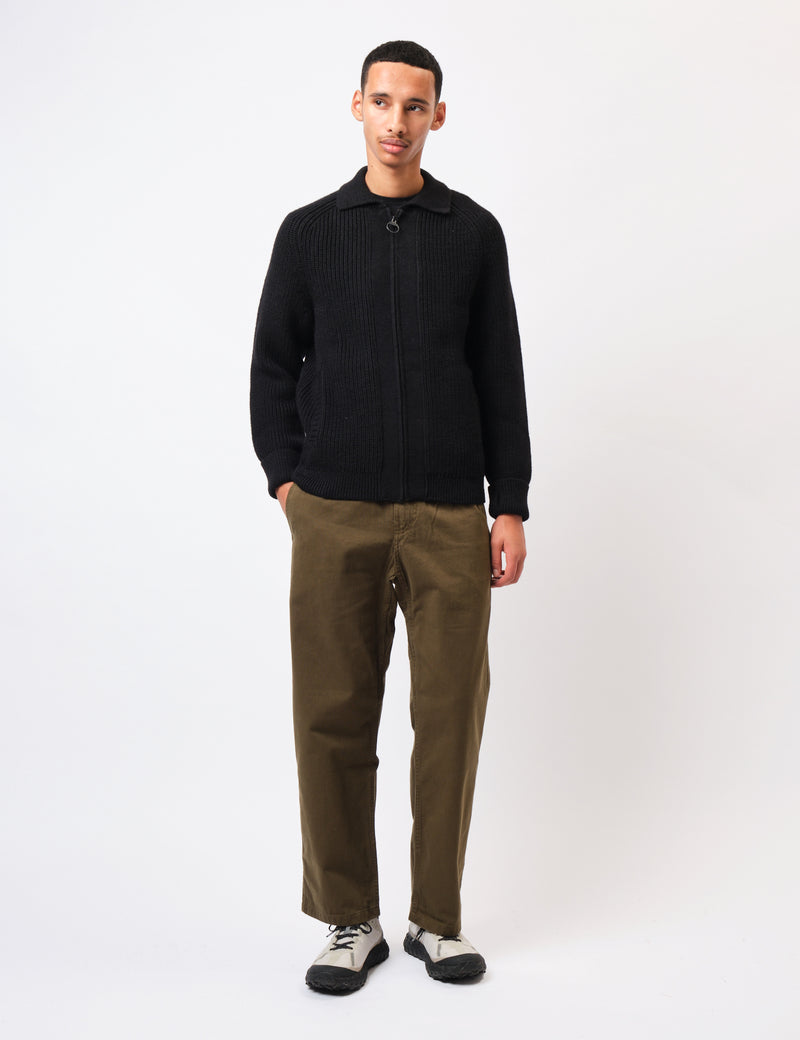 Barbour Garthman Knitted Zip Through Sweater - Black