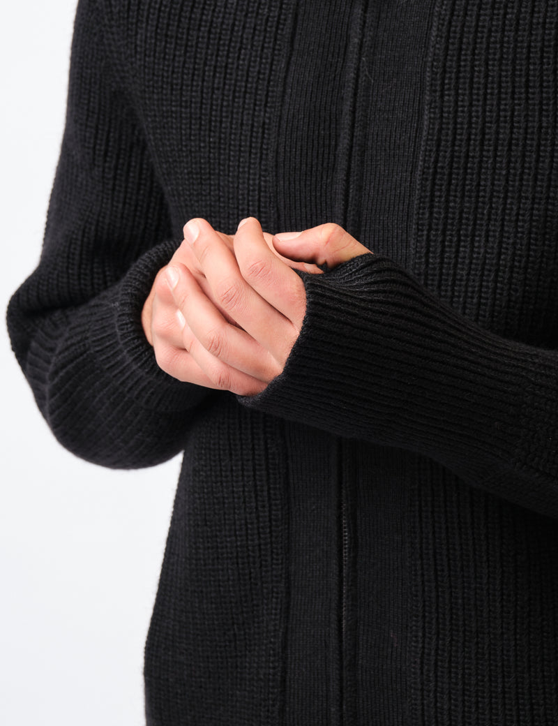 Barbour Garthman Knitted Zip Through Sweater - Black