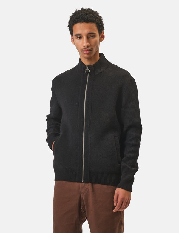 Barbour Milburn Zip Through Knitted Jumper - Black