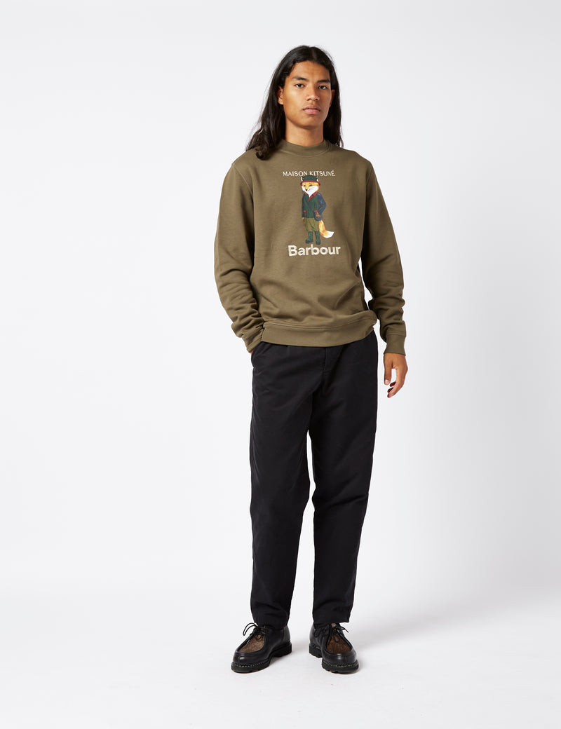 Barbour x Maison Kitsune Beaufort Fox Sweatshirt - Uniform Green