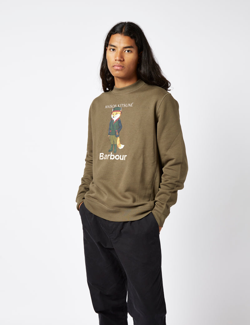 Barbour x Maison Kitsune Beaufort Fox Sweatshirt - Uniform Green