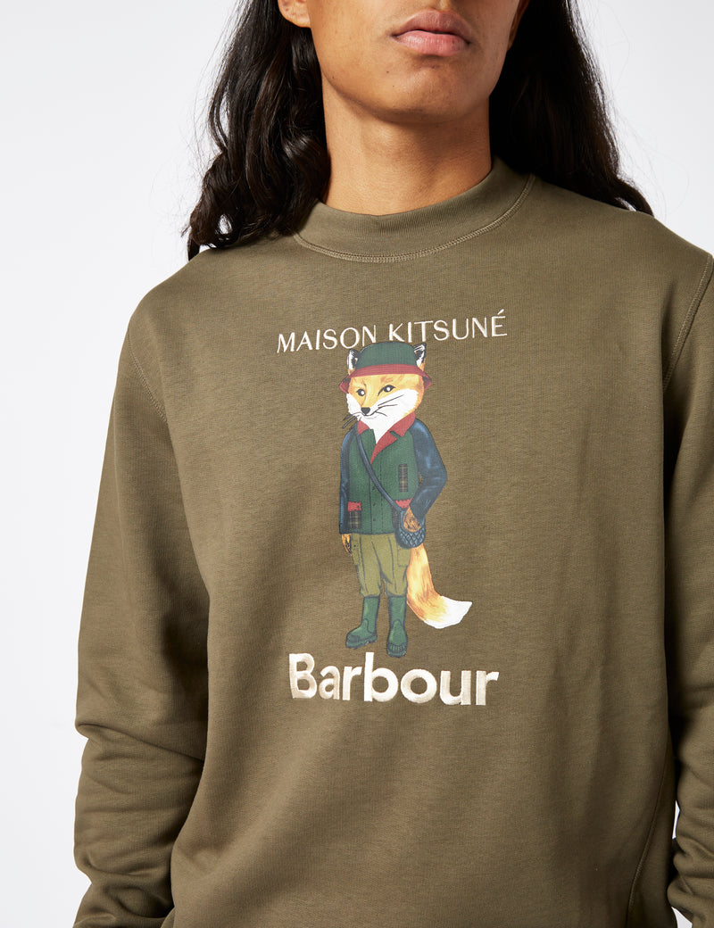 Barbour x Maison Kitsune Beaufort Fox Sweatshirt - Uniform Green